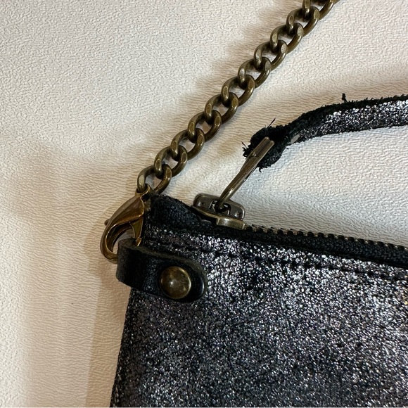 Rue De Bretagne Made In Paris Soft Metallic Chain Strap Pouch Bag Crossbody - Picture 11 of 16